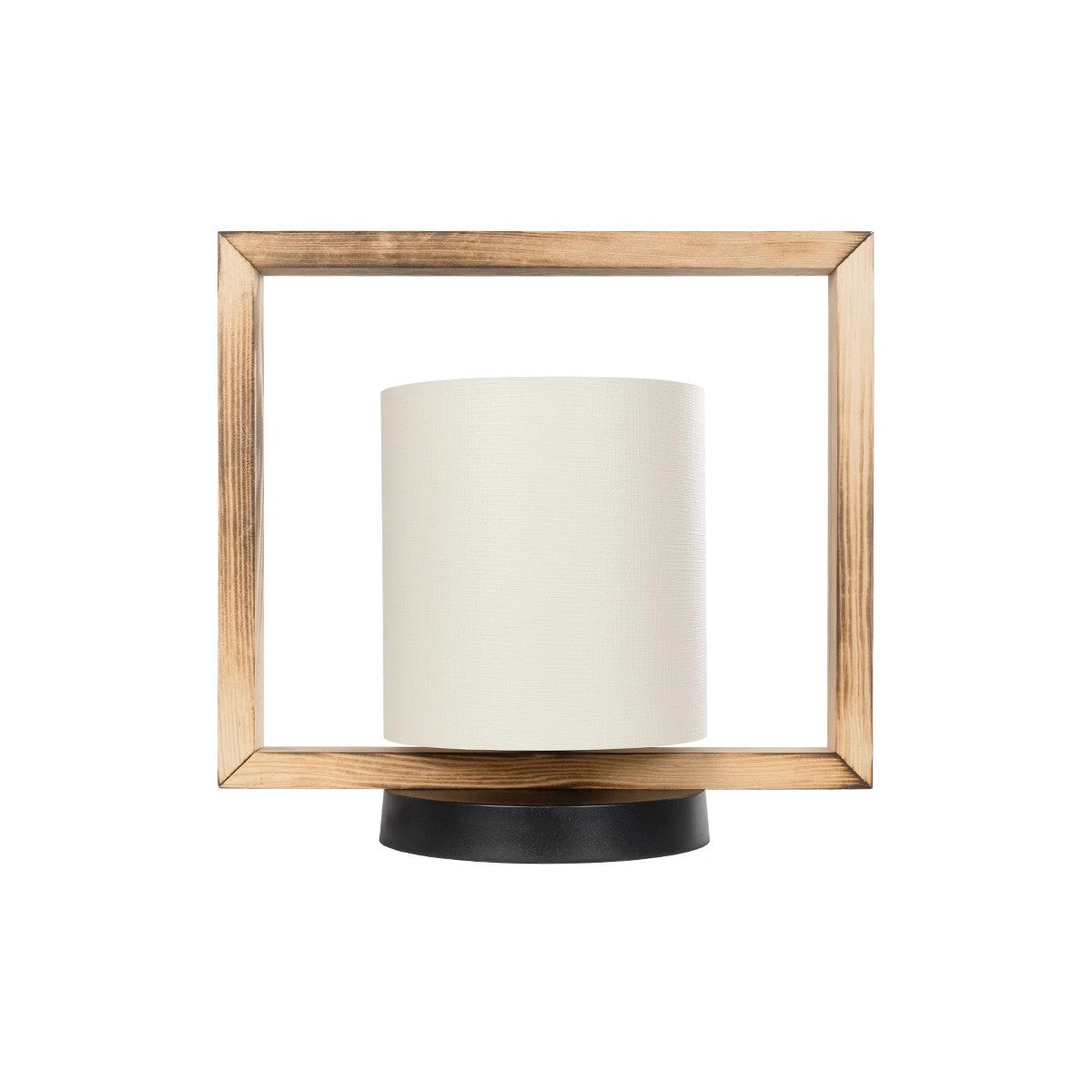 CUP 203-0052 Vintage Επιτραπέζιο Φωτιστικό Μονόφωτο 1 x E27 IP20 Καρυδί Ξύλο Με Λευκό Καπέλο- Μ28 x Π20 x Υ28cm