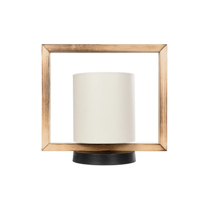 CUP 203-0052 Vintage Επιτραπέζιο Φωτιστικό Μονόφωτο 1 x E27 IP20 Καρυδί Ξύλο Με Λευκό Καπέλο- Μ28 x Π20 x Υ28cm