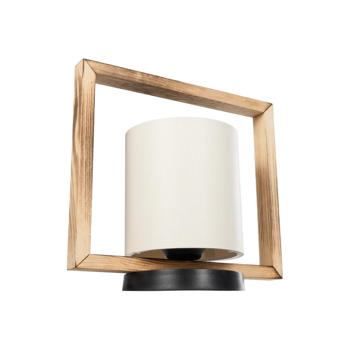 CUP 203-0052 Vintage Επιτραπέζιο Φωτιστικό Μονόφωτο 1 x E27 IP20 Καρυδί Ξύλο Με Λευκό Καπέλο- Μ28 x Π20 x Υ28cm