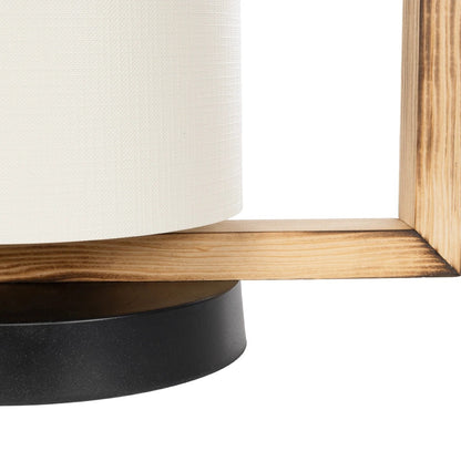 CUP 203-0052 Vintage Επιτραπέζιο Φωτιστικό Μονόφωτο 1 x E27 IP20 Καρυδί Ξύλο Με Λευκό Καπέλο- Μ28 x Π20 x Υ28cm