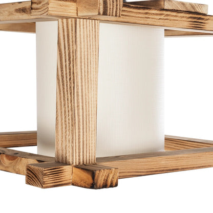 CUP 203-0053 Vintage Κρεμαστό Φωτιστικό Καπέλο Μονόφωνο 1 x E27 IP20 Μπεζ Ξύλο με Λευκό Ύφασμα - Μ32 x Π32 x Υ20cm