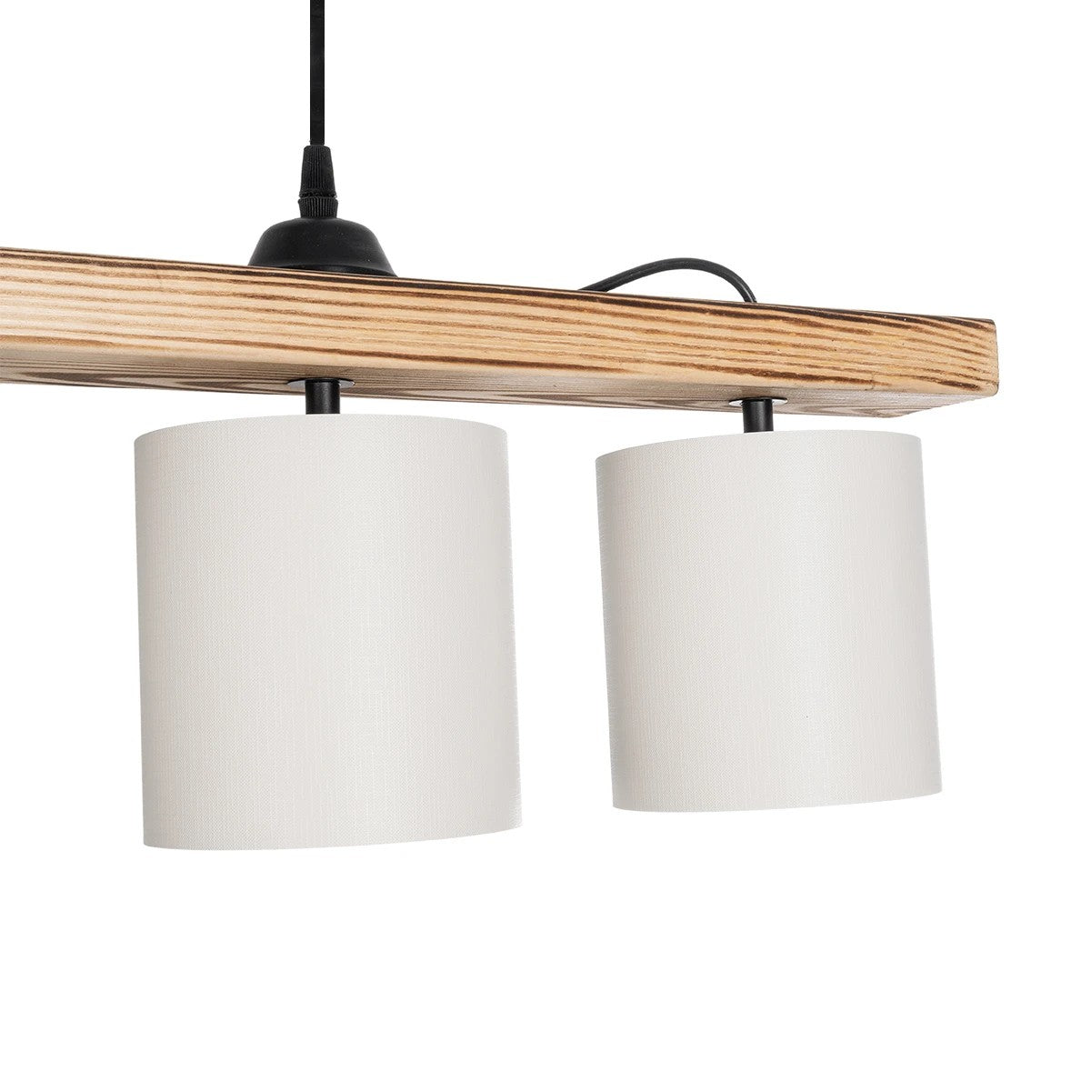 CUP 203-0054 Vintage Κρεμαστό Φωτιστικό Ράγα Πολύφωτο 5 x E27 IP20 Καρυδί Ξύλο Με Λευκό Καπέλο- Μ100 x Π15 x Υ73cm