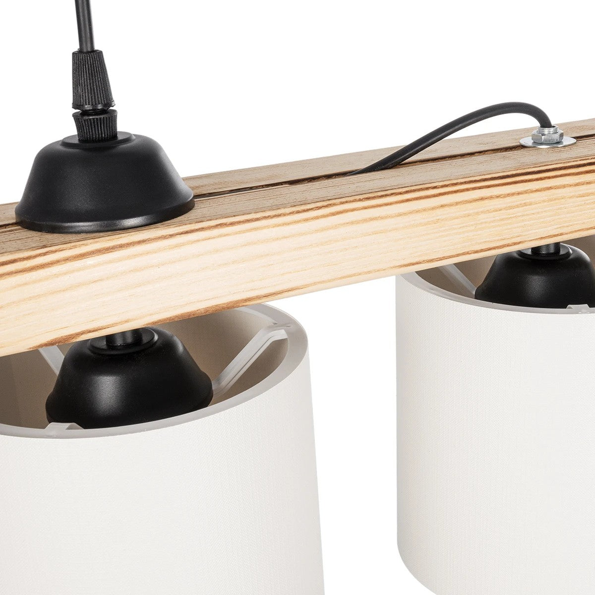 CUP 203-0054 Vintage Κρεμαστό Φωτιστικό Ράγα Πολύφωτο 5 x E27 IP20 Καρυδί Ξύλο Με Λευκό Καπέλο- Μ100 x Π15 x Υ73cm