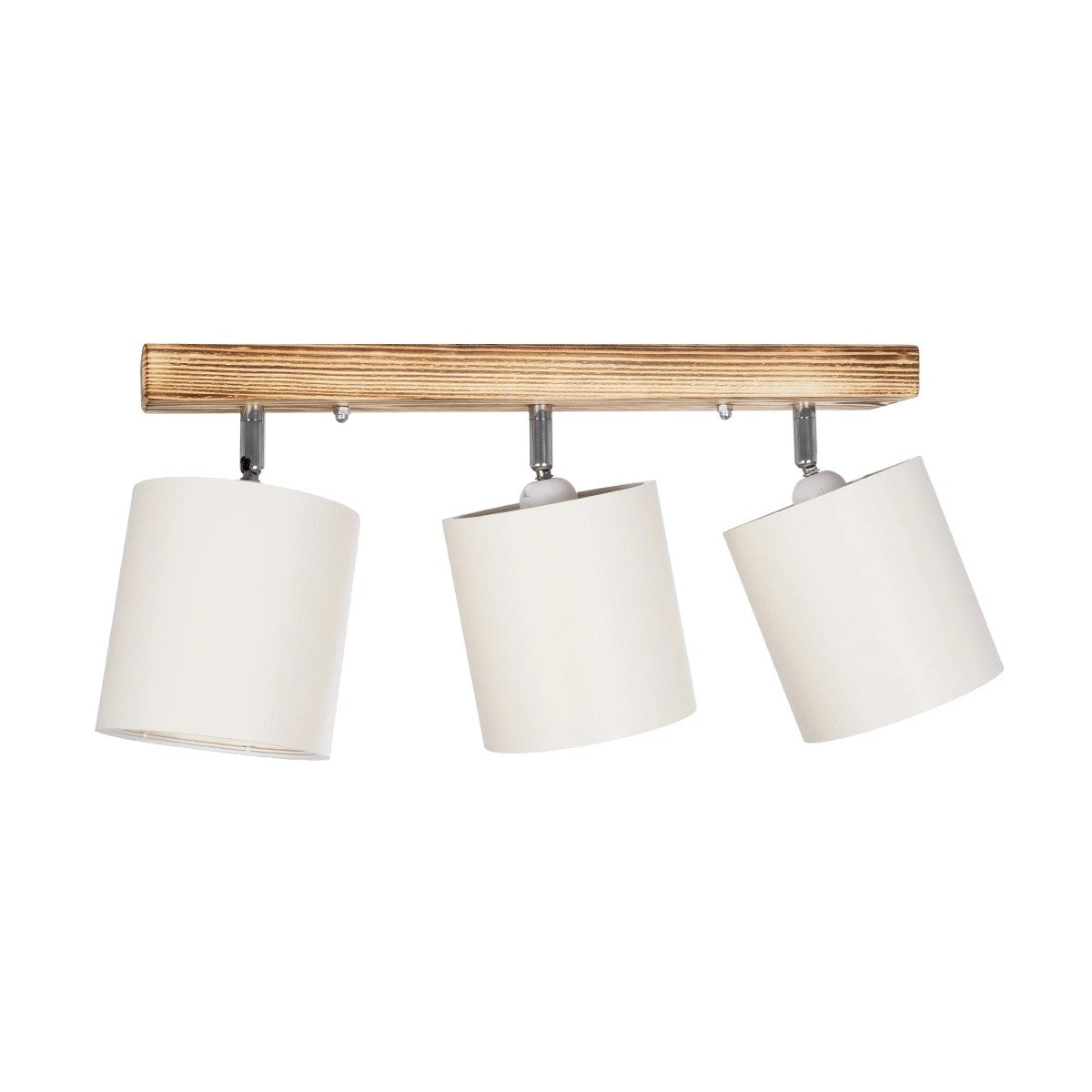 CUP 203-0055 Vintage Φωτιστικό Οροφής Ράγα Τρίφωτο 3 x E27 IP20 Καρυδί Ξύλο με Λευκό Ύφασμα - Μ52 x Π15 x Υ24cm