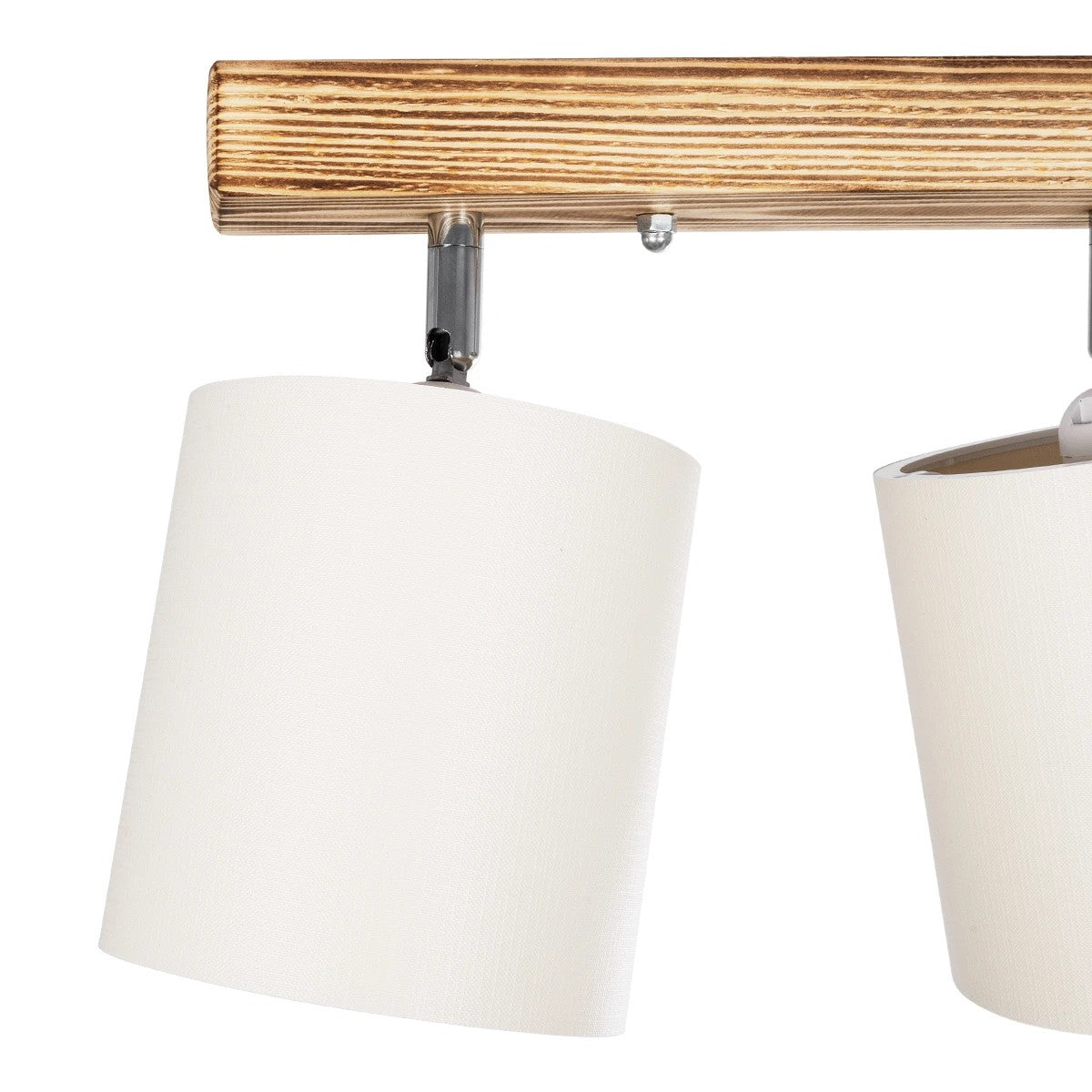 CUP 203-0055 Vintage Φωτιστικό Οροφής Ράγα Τρίφωτο 3 x E27 IP20 Καρυδί Ξύλο με Λευκό Ύφασμα - Μ52 x Π15 x Υ24cm