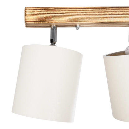 CUP 203-0055 Vintage Φωτιστικό Οροφής Ράγα Τρίφωτο 3 x E27 IP20 Καρυδί Ξύλο με Λευκό Ύφασμα - Μ52 x Π15 x Υ24cm