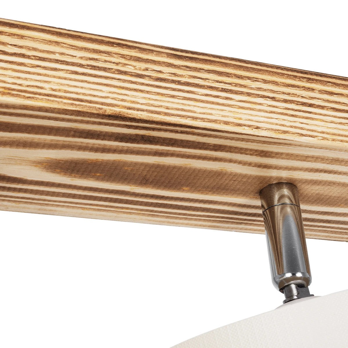 CUP 203-0055 Vintage Φωτιστικό Οροφής Ράγα Τρίφωτο 3 x E27 IP20 Καρυδί Ξύλο με Λευκό Ύφασμα - Μ52 x Π15 x Υ24cm