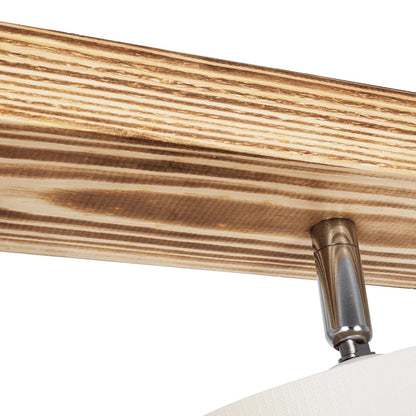 CUP 203-0055 Vintage Φωτιστικό Οροφής Ράγα Τρίφωτο 3 x E27 IP20 Καρυδί Ξύλο με Λευκό Ύφασμα - Μ52 x Π15 x Υ24cm