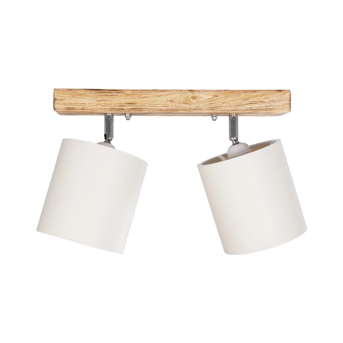 CUP 203-0056 Vintage Φωτιστικό Οροφής Ράγα Δίφωτο 2 x E27 IP20 Καρυδί Ξύλο με Λευκό Ύφασμα - Μ37 x Π15 x Υ24cm