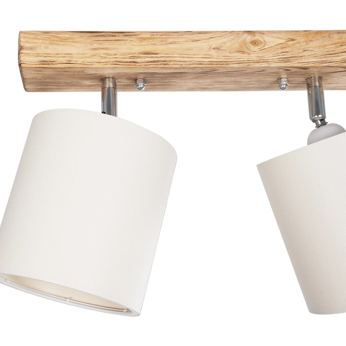 CUP 203-0056 Vintage Φωτιστικό Οροφής Ράγα Δίφωτο 2 x E27 IP20 Καρυδί Ξύλο με Λευκό Ύφασμα - Μ37 x Π15 x Υ24cm