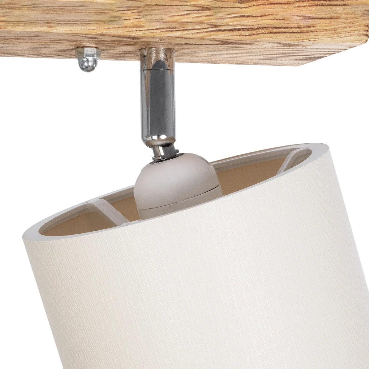 CUP 203-0056 Vintage Φωτιστικό Οροφής Ράγα Δίφωτο 2 x E27 IP20 Καρυδί Ξύλο με Λευκό Ύφασμα - Μ37 x Π15 x Υ24cm