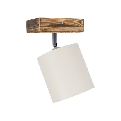 CUP 203-0057 Vintage Φωτιστικό Οροφής Σποτ Μονόφωτο 1 x E27 IP20 Μπεζ Ξύλο με Λευκό Ύφασμα - Μ14.5 x Π14.5 x Υ25