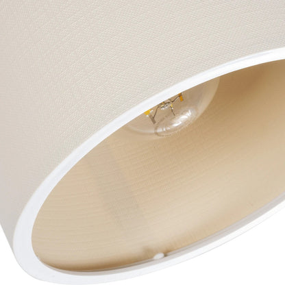 CUP 203-0057 Vintage Φωτιστικό Οροφής Σποτ Μονόφωτο 1 x E27 IP20 Μπεζ Ξύλο με Λευκό Ύφασμα - Μ14.5 x Π14.5 x Υ25