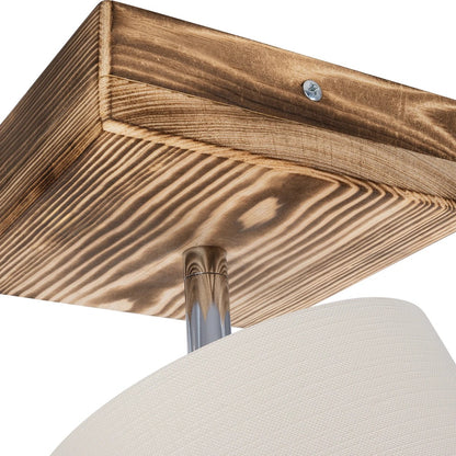 CUP 203-0057 Vintage Φωτιστικό Οροφής Σποτ Μονόφωτο 1 x E27 IP20 Μπεζ Ξύλο με Λευκό Ύφασμα - Μ14.5 x Π14.5 x Υ25