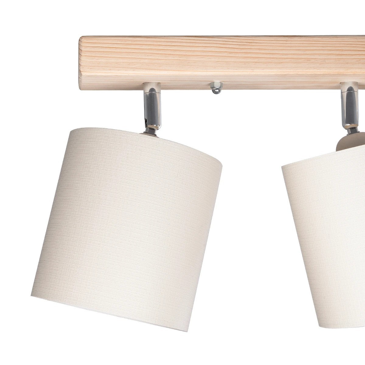 CUP 203-0058 Vintage Φωτιστικό Οροφής Ράγα Τρίφωτο 3 x E27 IP20 Μπέζ Ξύλο με Λευκό Ύφασμα - Μ60 x Π14 x Υ26