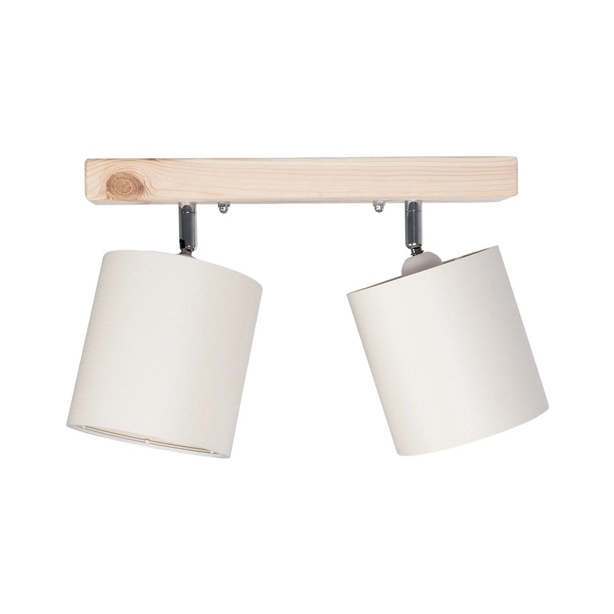 CUP 203-0059 Vintage Φωτιστικό Οροφής Ράγα Δίφωτο 2 x E27 IP20 Μπέζ Ξύλο με Λευκό Ύφασμα - Μ42 x Π14 x Υ26cm