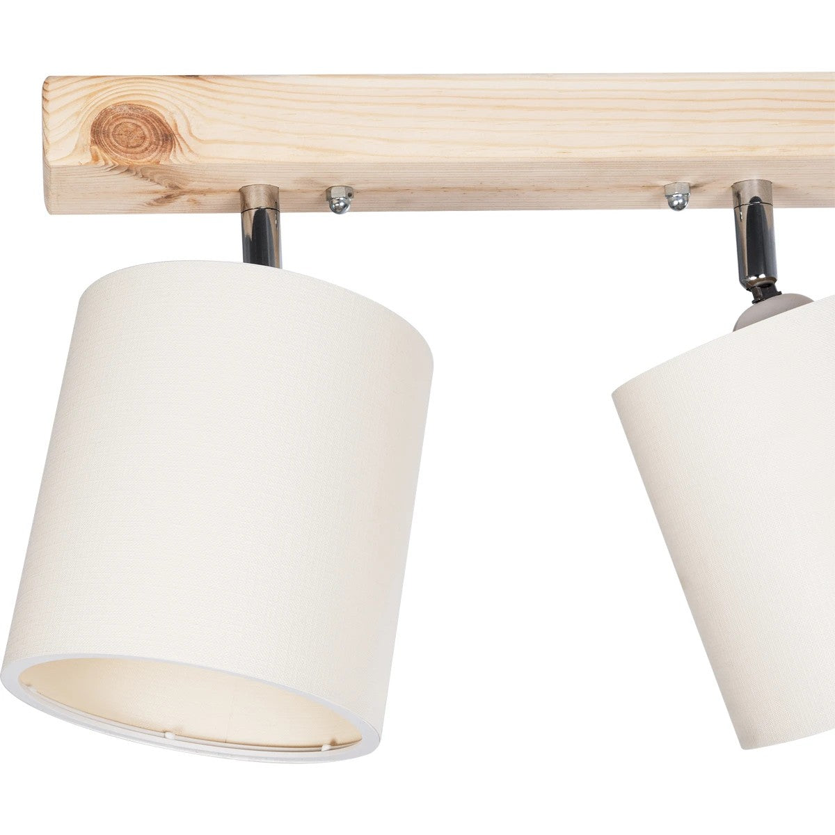 CUP 203-0059 Vintage Φωτιστικό Οροφής Ράγα Δίφωτο 2 x E27 IP20 Μπέζ Ξύλο με Λευκό Ύφασμα - Μ42 x Π14 x Υ26cm