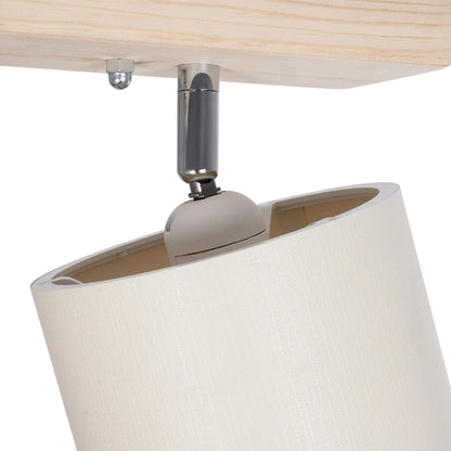 CUP 203-0059 Vintage Φωτιστικό Οροφής Ράγα Δίφωτο 2 x E27 IP20 Μπέζ Ξύλο με Λευκό Ύφασμα - Μ42 x Π14 x Υ26cm