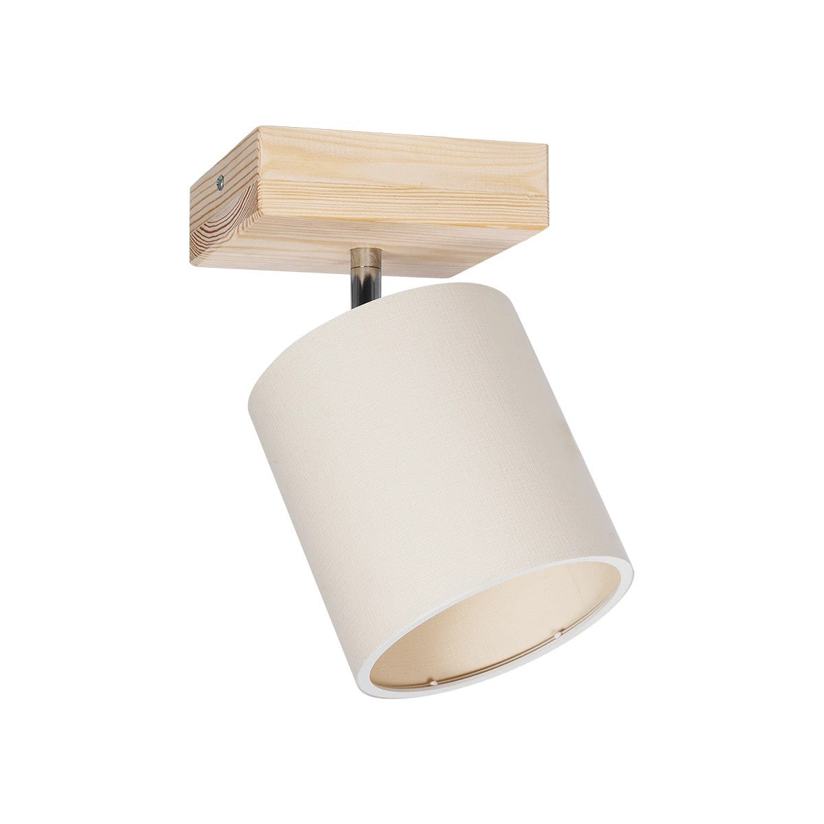 CUP 203-0060 Vintage Φωτιστικό Οροφής Ράγα Μονόφωτο 1 x E27 IP20 Μπέζ Ξύλο με Λευκό Ύφασμα - Μ20 x Π15 x Υ24cm