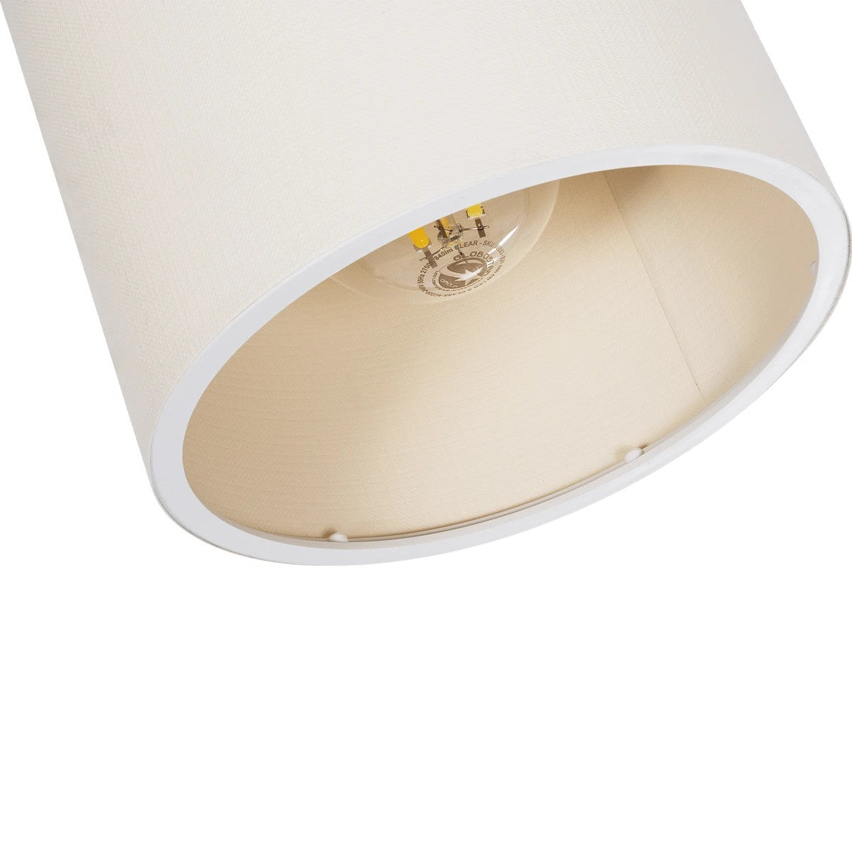 CUP 203-0060 Vintage Φωτιστικό Οροφής Ράγα Μονόφωτο 1 x E27 IP20 Μπέζ Ξύλο με Λευκό Ύφασμα - Μ20 x Π15 x Υ24cm