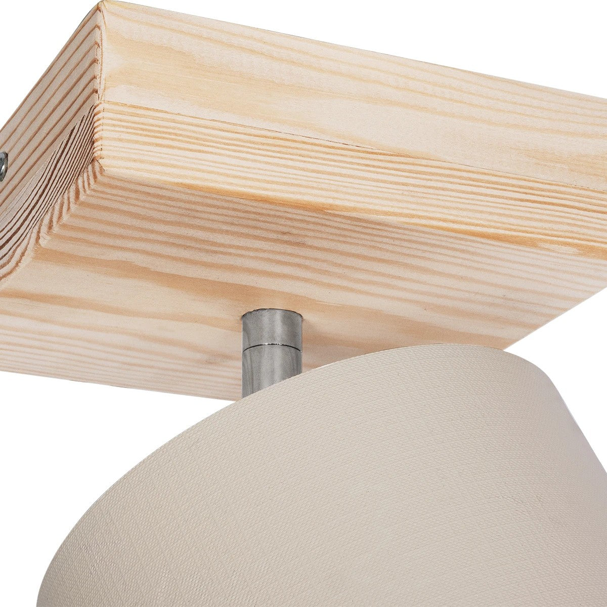 CUP 203-0060 Vintage Φωτιστικό Οροφής Ράγα Μονόφωτο 1 x E27 IP20 Μπέζ Ξύλο με Λευκό Ύφασμα - Μ20 x Π15 x Υ24cm