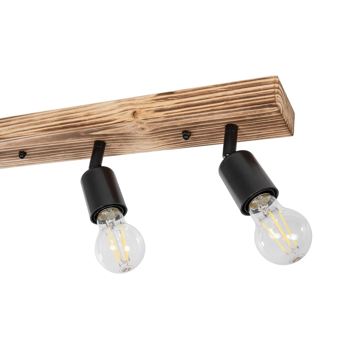 CUP 203-0061 Vintage Φωτιστικό Οροφής Ράγα Τρίφωτο 3 x E27 IP20 Καρυδί Ξύλο με Μαύρο Μέταλλο - Μ50 x Π10 x Υ15cm