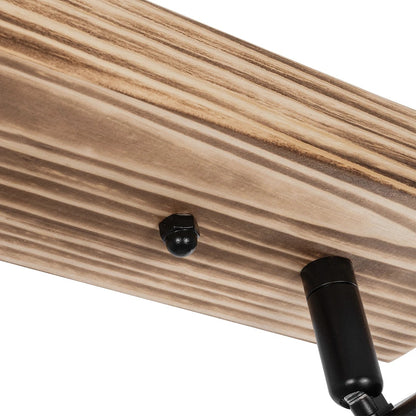 CUP 203-0061 Vintage Φωτιστικό Οροφής Ράγα Τρίφωτο 3 x E27 IP20 Καρυδί Ξύλο με Μαύρο Μέταλλο - Μ50 x Π10 x Υ15cm