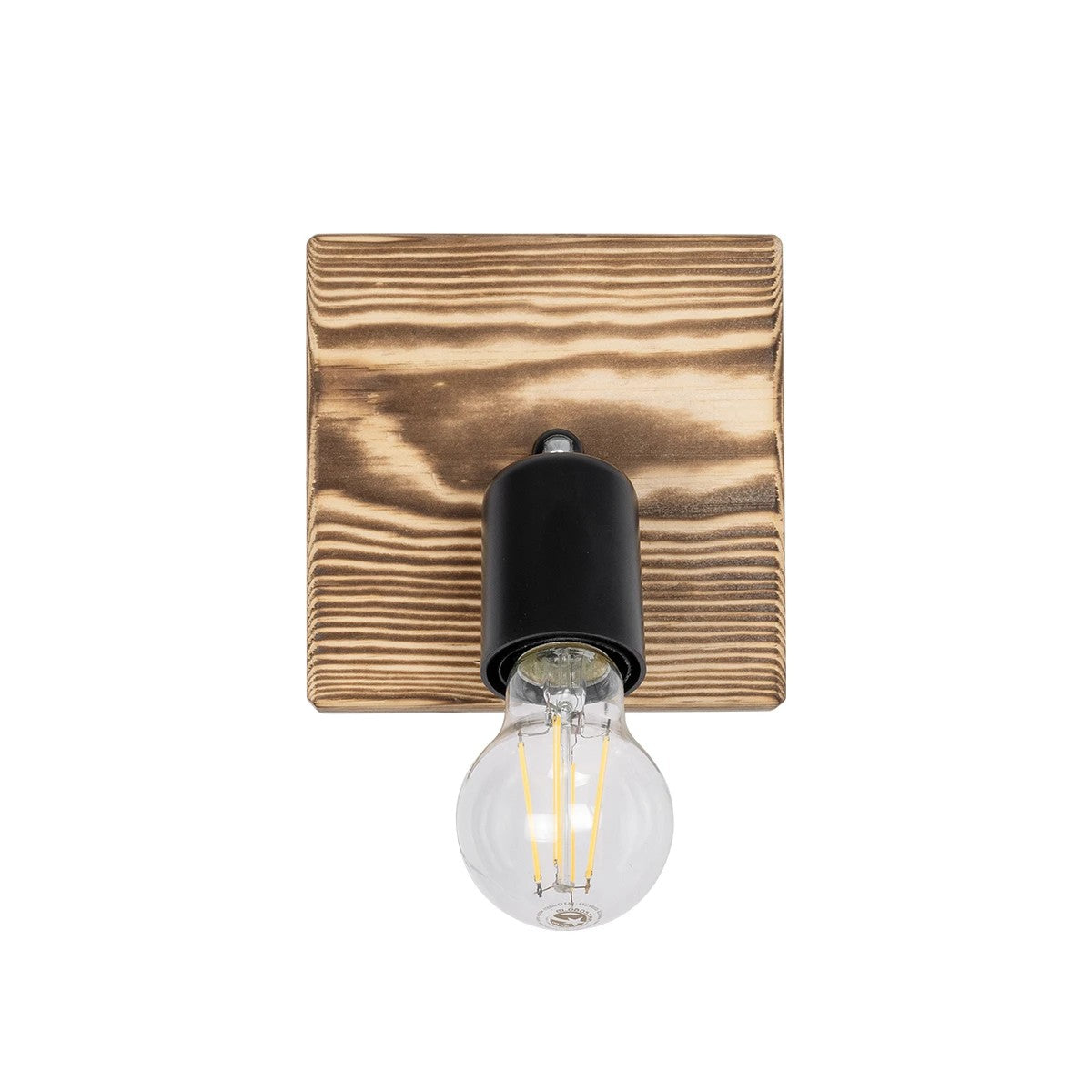 CUP 203-0062 Vintage Φωτιστικό Οροφής Σποτ Μονόφωτο 1 x E27 IP20 Καρυδί Ξύλο με Μαύρο Μέταλλο - Μ20 x Π15 x Υ15cm