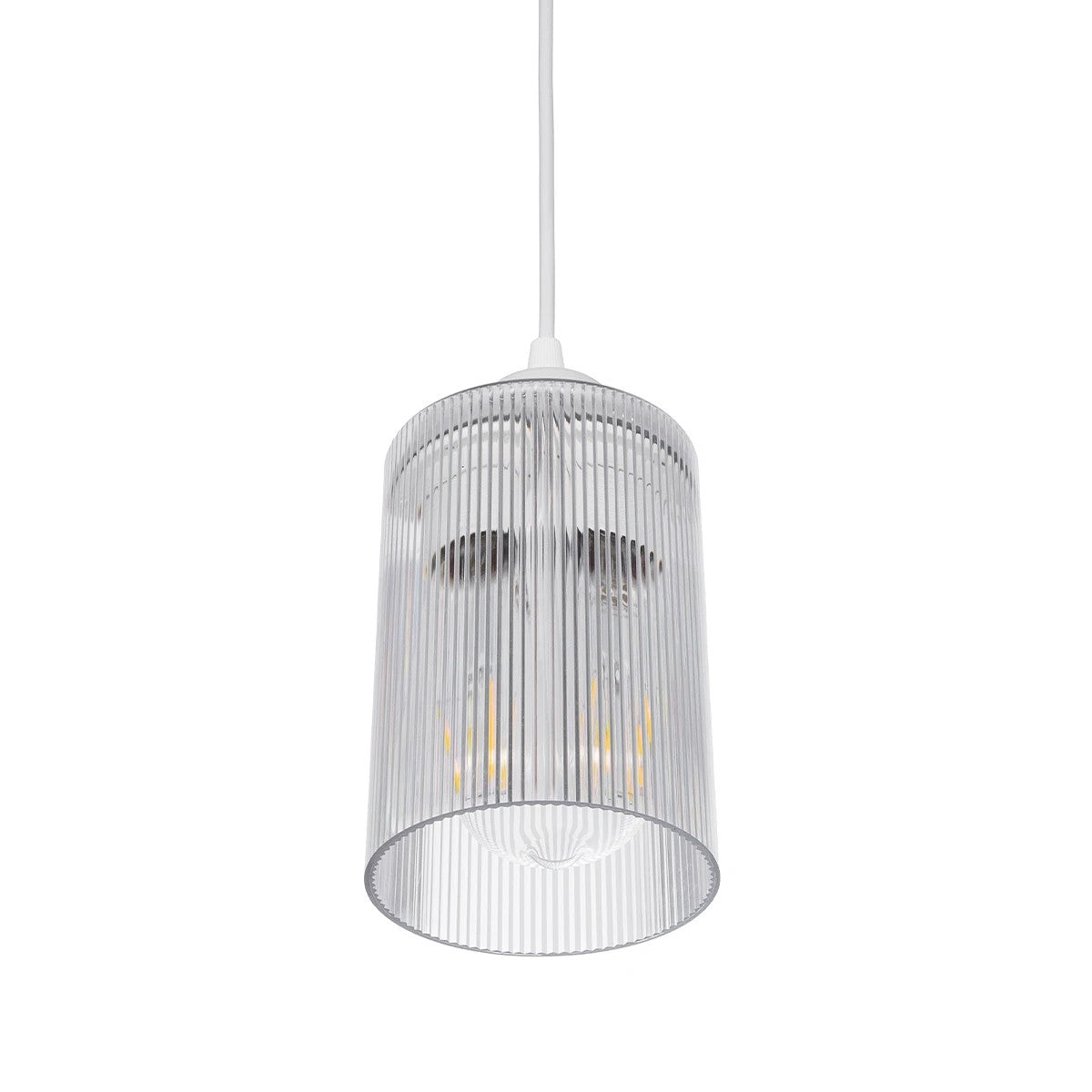 TORUS 203-0064 Μοντέρνο Κρεμαστό Φωτιστικό Καμπάνα Μονόφωτο 1 x E27 IP20 Λευκό Πλαστικό - Μ10 x Π10 x Υ77cm