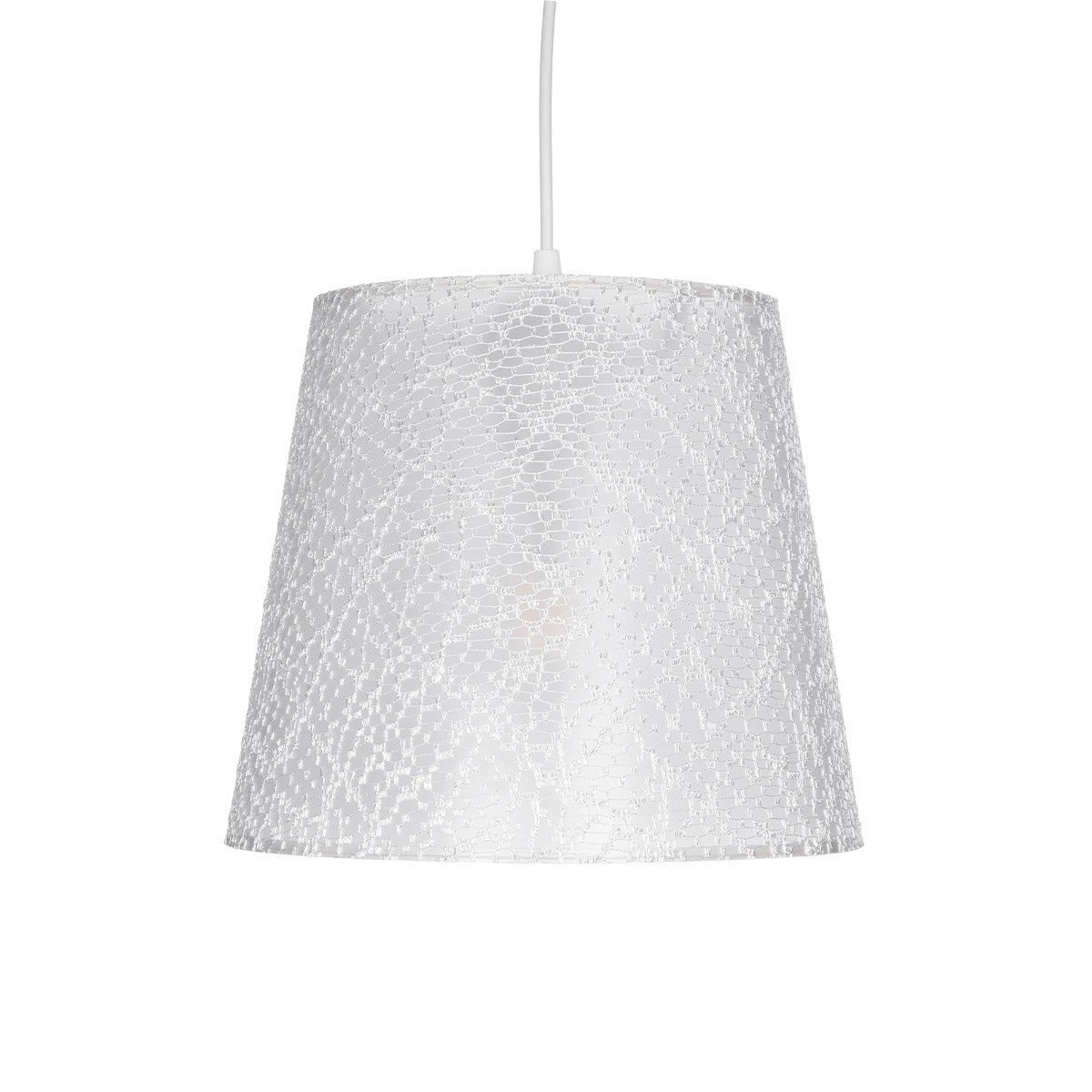 CONEY 203-0069 Μοντέρνο Κρεμαστό Φωτιστικό Καπέλο Μονόφωτο 1 x E27 IP20 Λευκό Ύφασμα - Μ26 x Π26 x Υ93cm