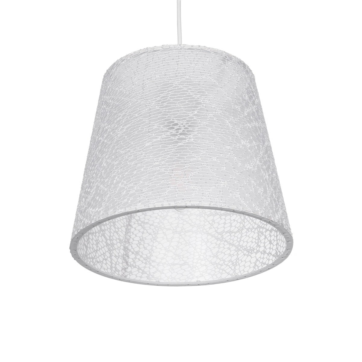 CONEY 203-0069 Μοντέρνο Κρεμαστό Φωτιστικό Καπέλο Μονόφωτο 1 x E27 IP20 Λευκό Ύφασμα - Μ26 x Π26 x Υ93cm