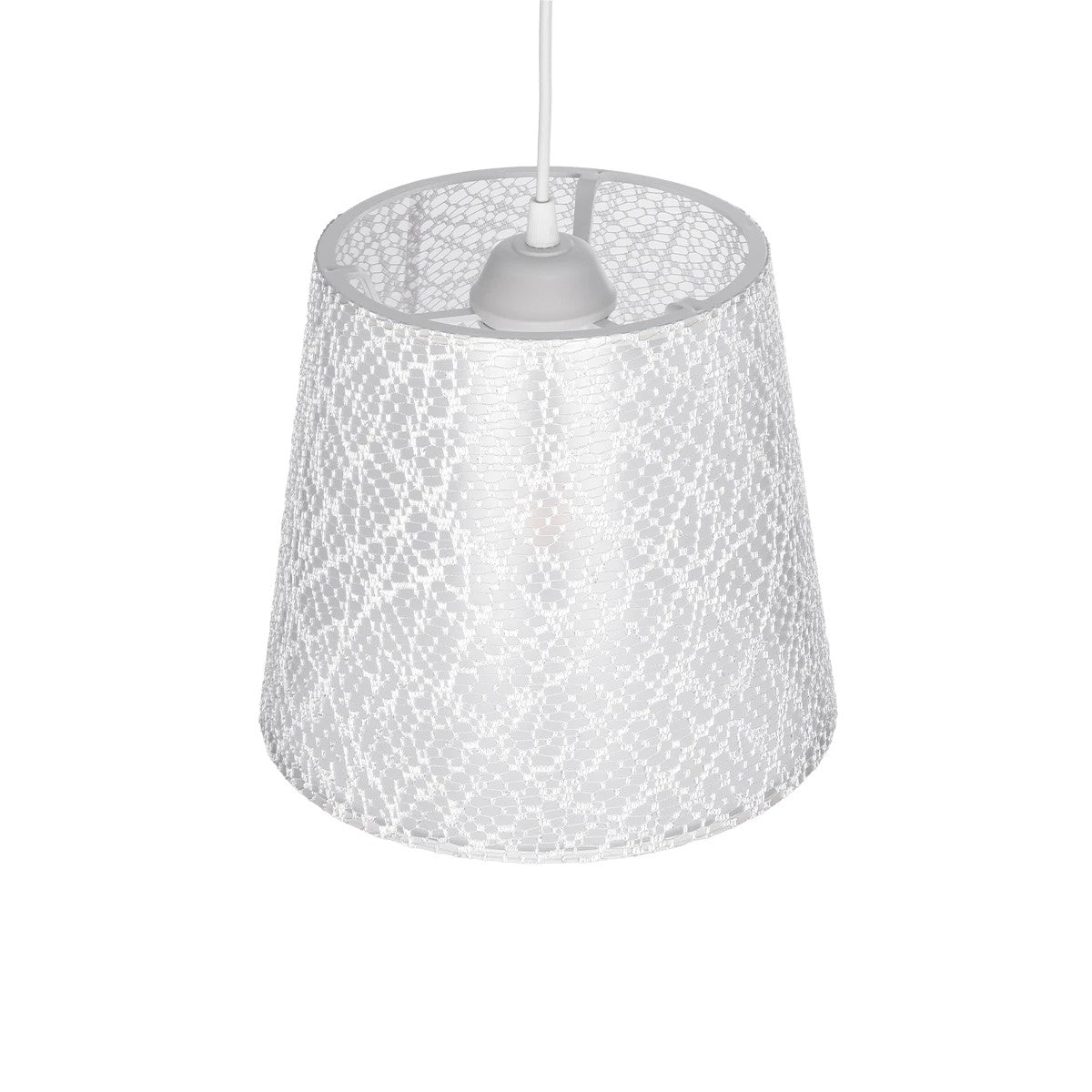 CONEY 203-0069 Μοντέρνο Κρεμαστό Φωτιστικό Καπέλο Μονόφωτο 1 x E27 IP20 Λευκό Ύφασμα - Μ26 x Π26 x Υ93cm