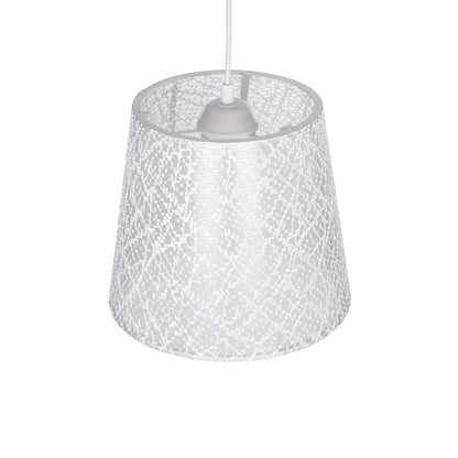 CONEY 203-0069 Μοντέρνο Κρεμαστό Φωτιστικό Καπέλο Μονόφωτο 1 x E27 IP20 Λευκό Ύφασμα - Μ26 x Π26 x Υ93cm