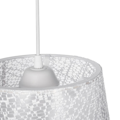 CONEY 203-0069 Μοντέρνο Κρεμαστό Φωτιστικό Καπέλο Μονόφωτο 1 x E27 IP20 Λευκό Ύφασμα - Μ26 x Π26 x Υ93cm