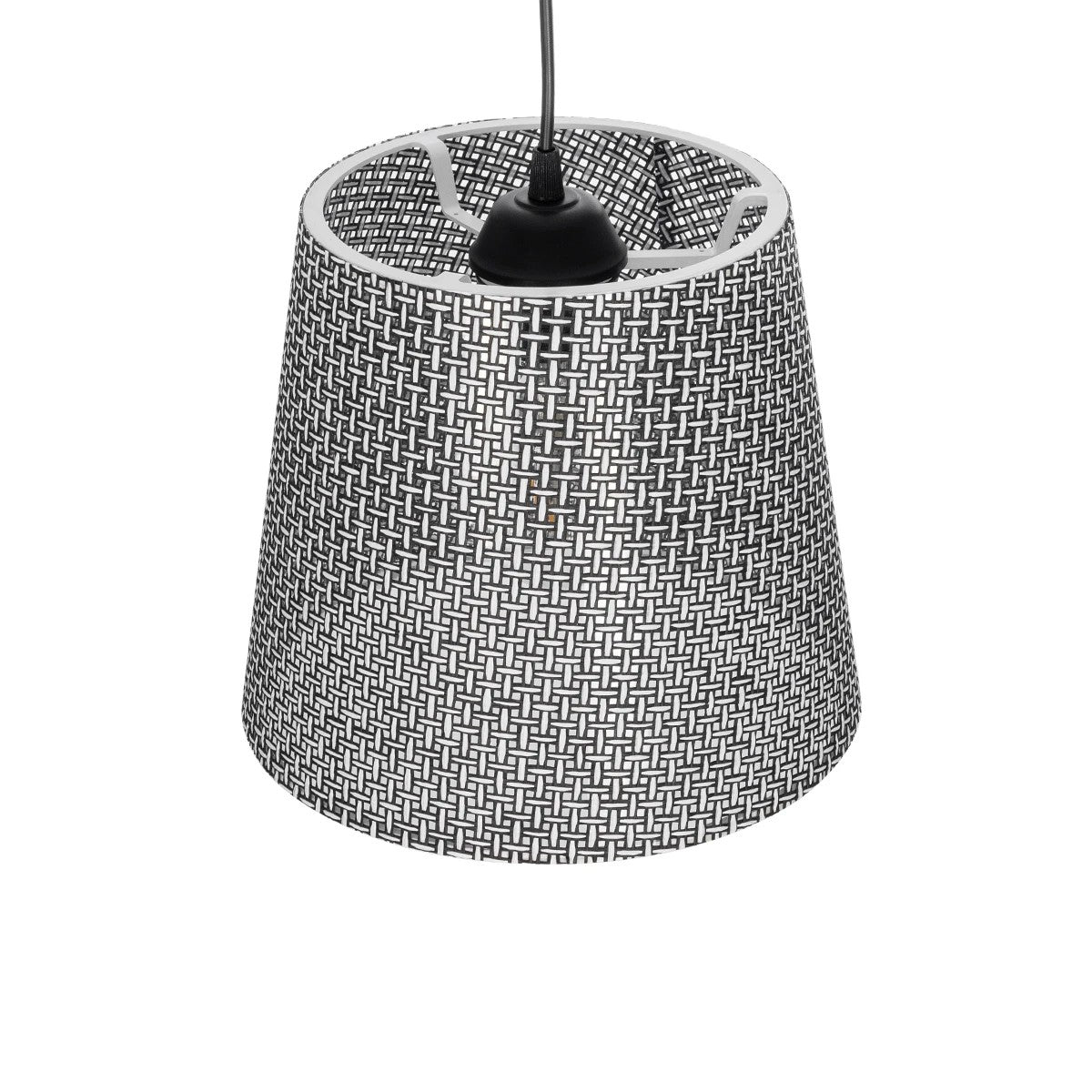 CONEY 203-0070 Μοντέρνο Κρεμαστό Φωτιστικό Καπέλο Μονόφωτο 1 x E27 IP20 Γκρι Διάτρητο Ύφασμα - Μ26 x Π26 x Υ93cm