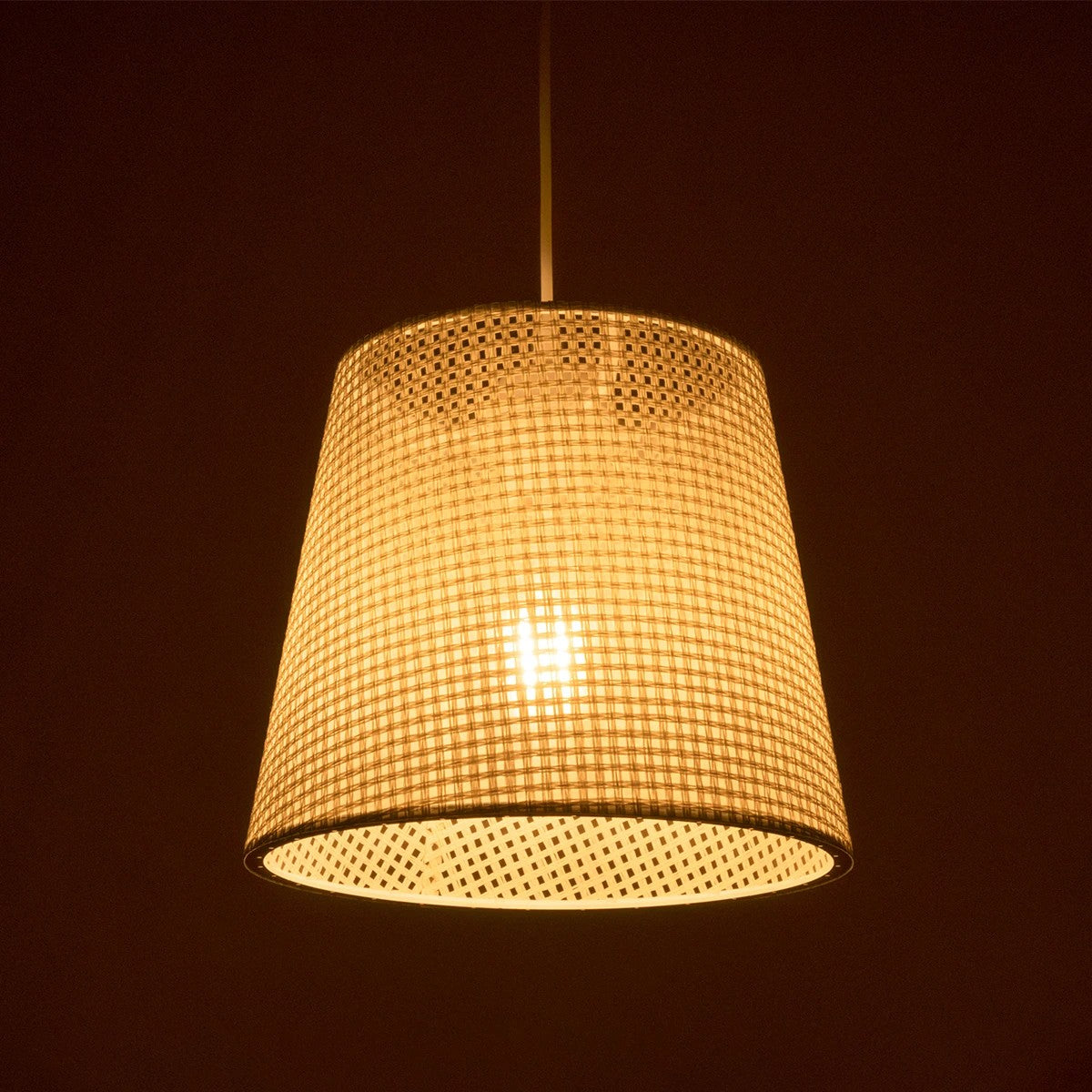CONEY 203-0071 Μοντέρνο Κρεμαστό Φωτιστικό Καπέλο Μονόφωτο 1 x E27 IP20 Mπεζ Διάτρητο Ύφασμα - Μ26 x Π26 x Υ93cm