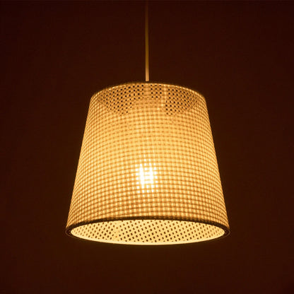 CONEY 203-0071 Μοντέρνο Κρεμαστό Φωτιστικό Καπέλο Μονόφωτο 1 x E27 IP20 Mπεζ Διάτρητο Ύφασμα - Μ26 x Π26 x Υ93cm