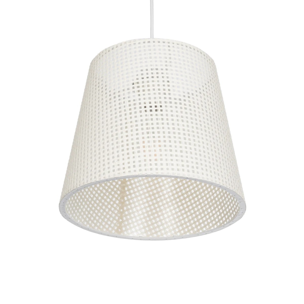 CONEY 203-0071 Μοντέρνο Κρεμαστό Φωτιστικό Καπέλο Μονόφωτο 1 x E27 IP20 Mπεζ Διάτρητο Ύφασμα - Μ26 x Π26 x Υ93cm