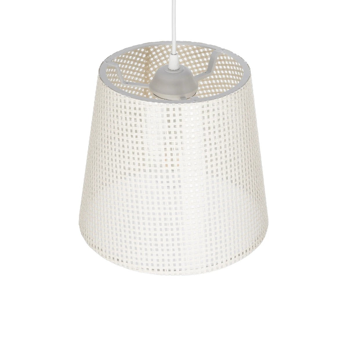 CONEY 203-0071 Μοντέρνο Κρεμαστό Φωτιστικό Καπέλο Μονόφωτο 1 x E27 IP20 Mπεζ Διάτρητο Ύφασμα - Μ26 x Π26 x Υ93cm