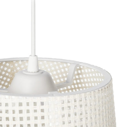 CONEY 203-0071 Μοντέρνο Κρεμαστό Φωτιστικό Καπέλο Μονόφωτο 1 x E27 IP20 Mπεζ Διάτρητο Ύφασμα - Μ26 x Π26 x Υ93cm