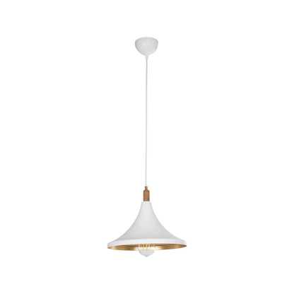 BELFRY 203-0076 Μοντέρνο Κρεμαστό Φωτιστικό Καμπάνα Μονόφωτο 1 x E27 IP20 Λεύκο με Χρυσό Πλαστικό - Μ29.5 x Π29.5 x Υ90cm