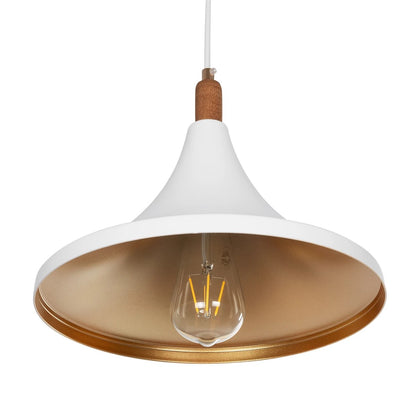 BELFRY 203-0076 Μοντέρνο Κρεμαστό Φωτιστικό Καμπάνα Μονόφωτο 1 x E27 IP20 Λεύκο με Χρυσό Πλαστικό - Μ29.5 x Π29.5 x Υ90cm