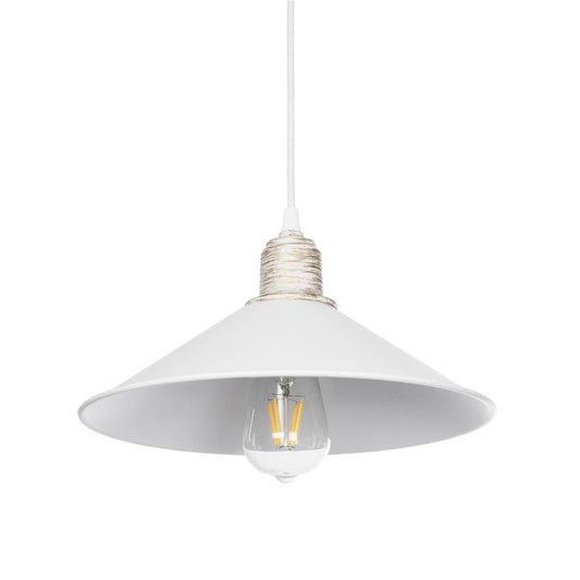 FERRO 203-0083 Μοντέρνο Κρεμαστό Φωτιστικό Καμπάνα Μονόφωτο 1 x E27 IP20 Λευκό & Χρυσό Πλαστικό - Μ30 x Π30 x Υ15cm