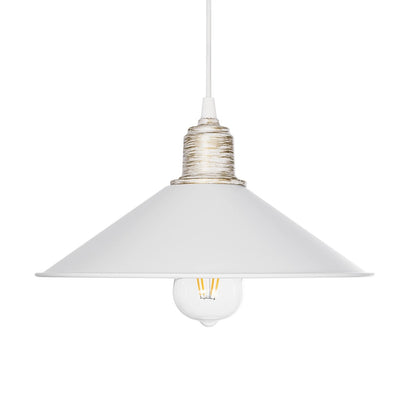 FERRO 203-0083 Μοντέρνο Κρεμαστό Φωτιστικό Καμπάνα Μονόφωτο 1 x E27 IP20 Λευκό & Χρυσό Πλαστικό - Μ30 x Π30 x Υ15cm