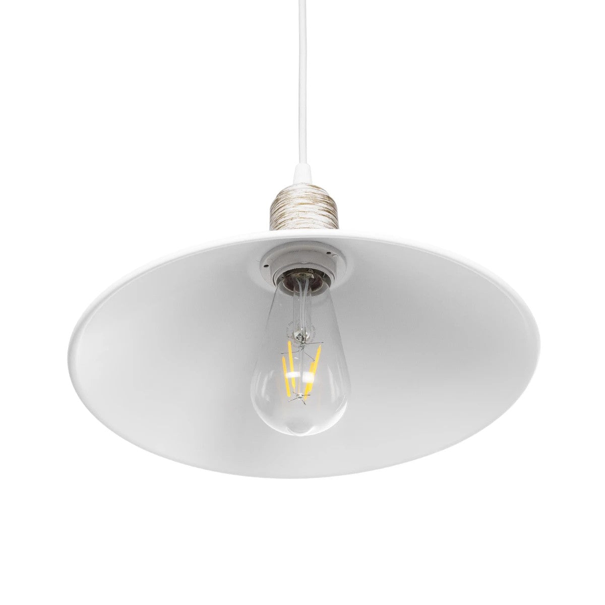 FERRO 203-0083 Μοντέρνο Κρεμαστό Φωτιστικό Καμπάνα Μονόφωτο 1 x E27 IP20 Λευκό & Χρυσό Πλαστικό - Μ30 x Π30 x Υ15cm