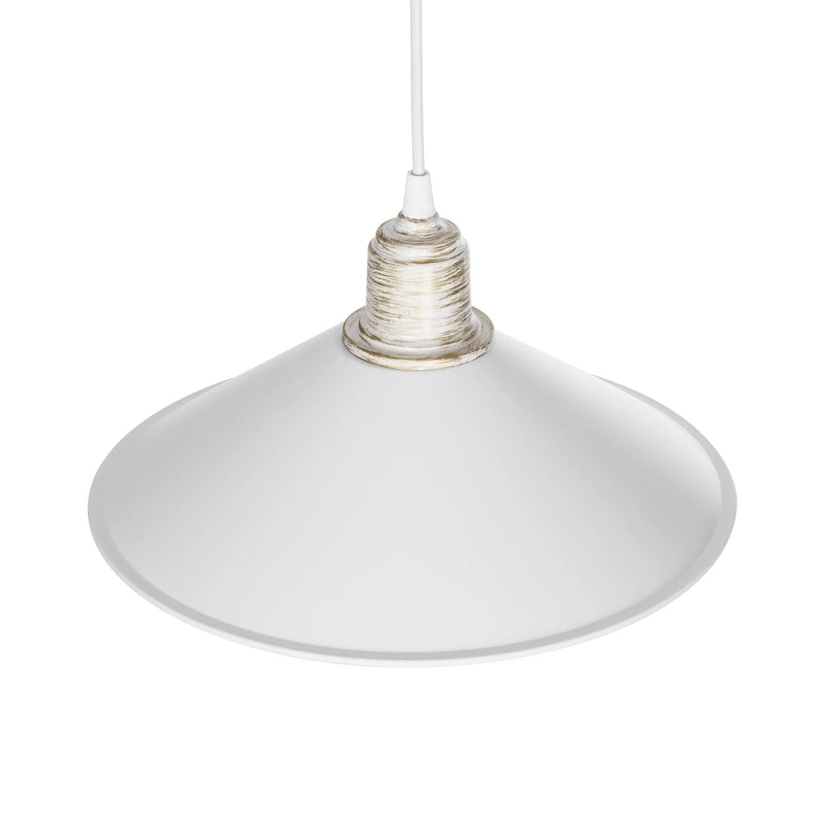 FERRO 203-0083 Μοντέρνο Κρεμαστό Φωτιστικό Καμπάνα Μονόφωτο 1 x E27 IP20 Λευκό & Χρυσό Πλαστικό - Μ30 x Π30 x Υ15cm