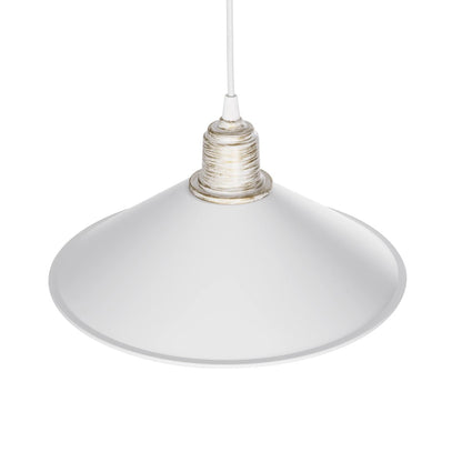 FERRO 203-0083 Μοντέρνο Κρεμαστό Φωτιστικό Καμπάνα Μονόφωτο 1 x E27 IP20 Λευκό & Χρυσό Πλαστικό - Μ30 x Π30 x Υ15cm