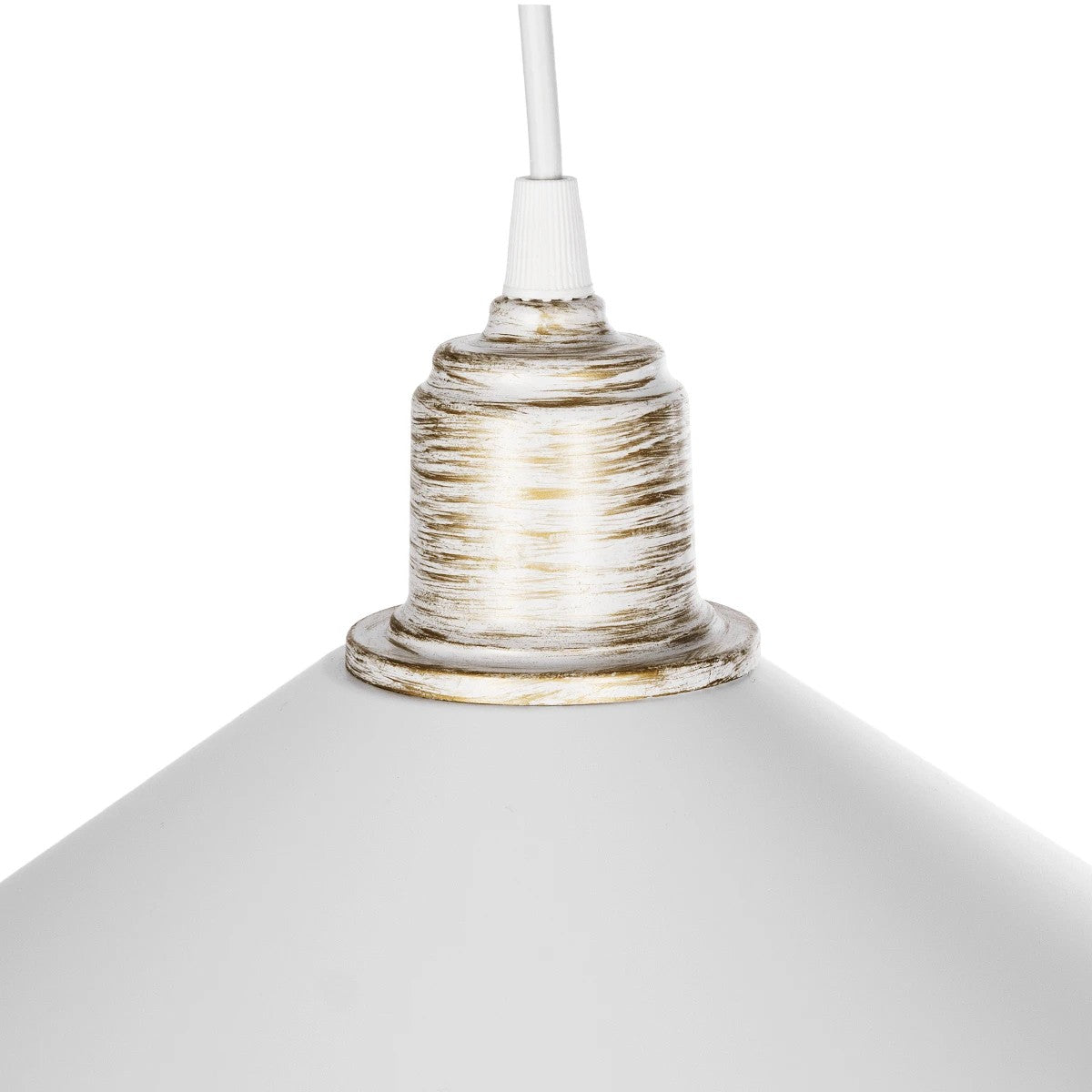 FERRO 203-0083 Μοντέρνο Κρεμαστό Φωτιστικό Καμπάνα Μονόφωτο 1 x E27 IP20 Λευκό & Χρυσό Πλαστικό - Μ30 x Π30 x Υ15cm