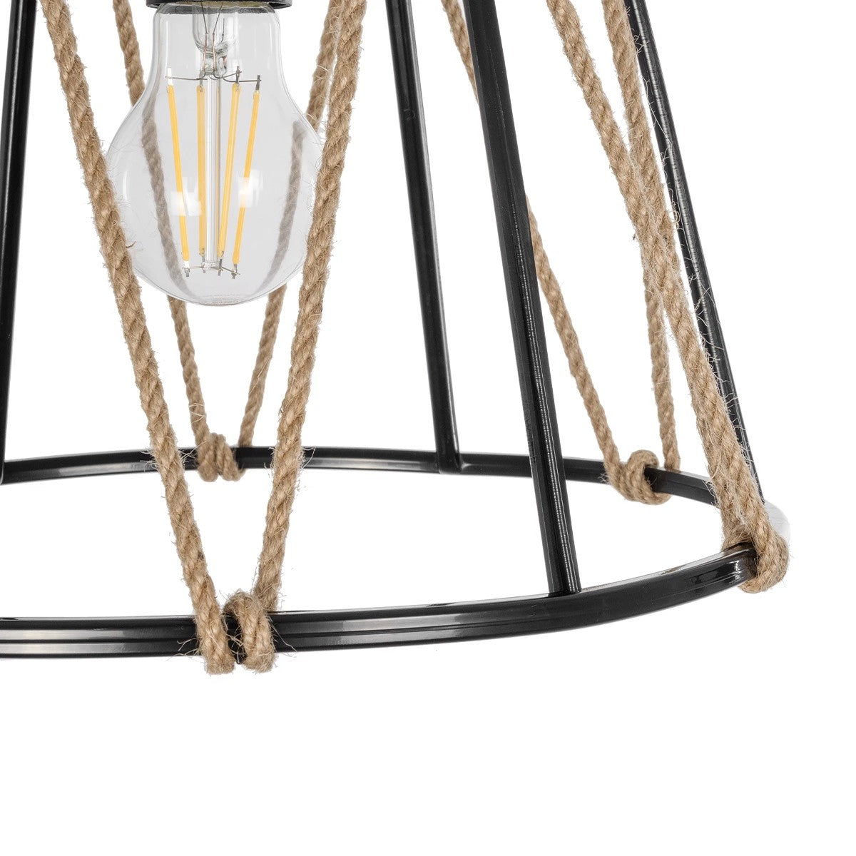 JUTE 203-0090 Μοντέρνο Κρεμαστό Φωτιστικό Οροφής με Ντουί 1 x E27 AC 220-240V IP20 - Μαύρο & Μπεζ - Μ30 x Π30 x Υ23