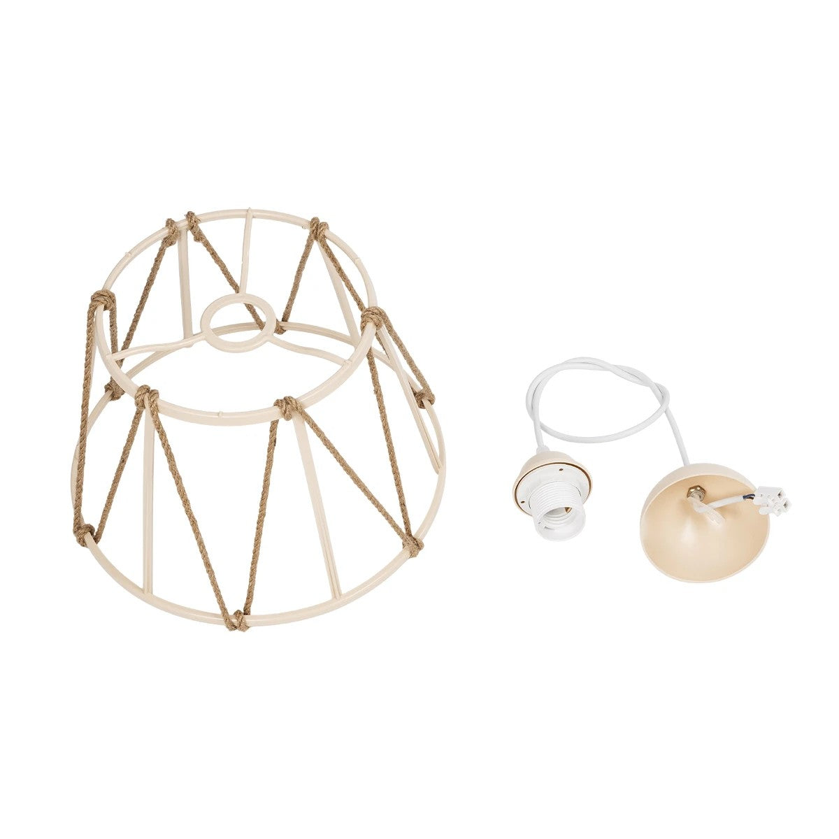 JUTE 203-0092 Μοντέρνο Κρεμαστό Φωτιστικό Οροφής με Ντουί 1 x E27 AC 220-240V IP20 - Μπεζ - Μ30 x Π30 x Υ23